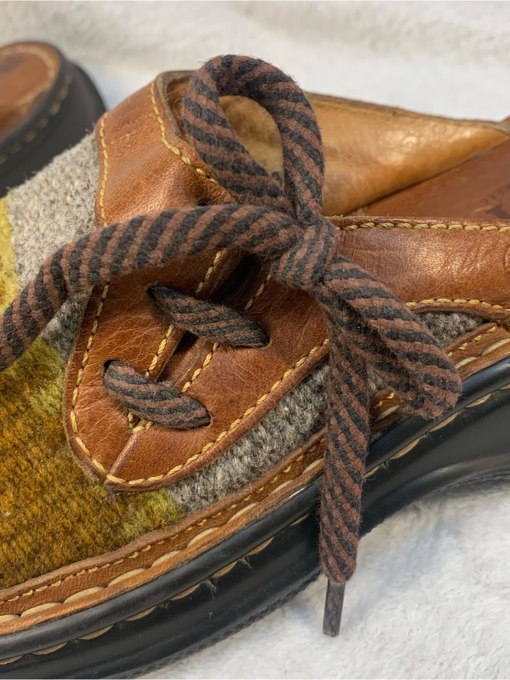 Born Women Aztec Navajo Gray, Olive, Brown with side tie Slip-On Clog Size 6 - Picture 2 of 11